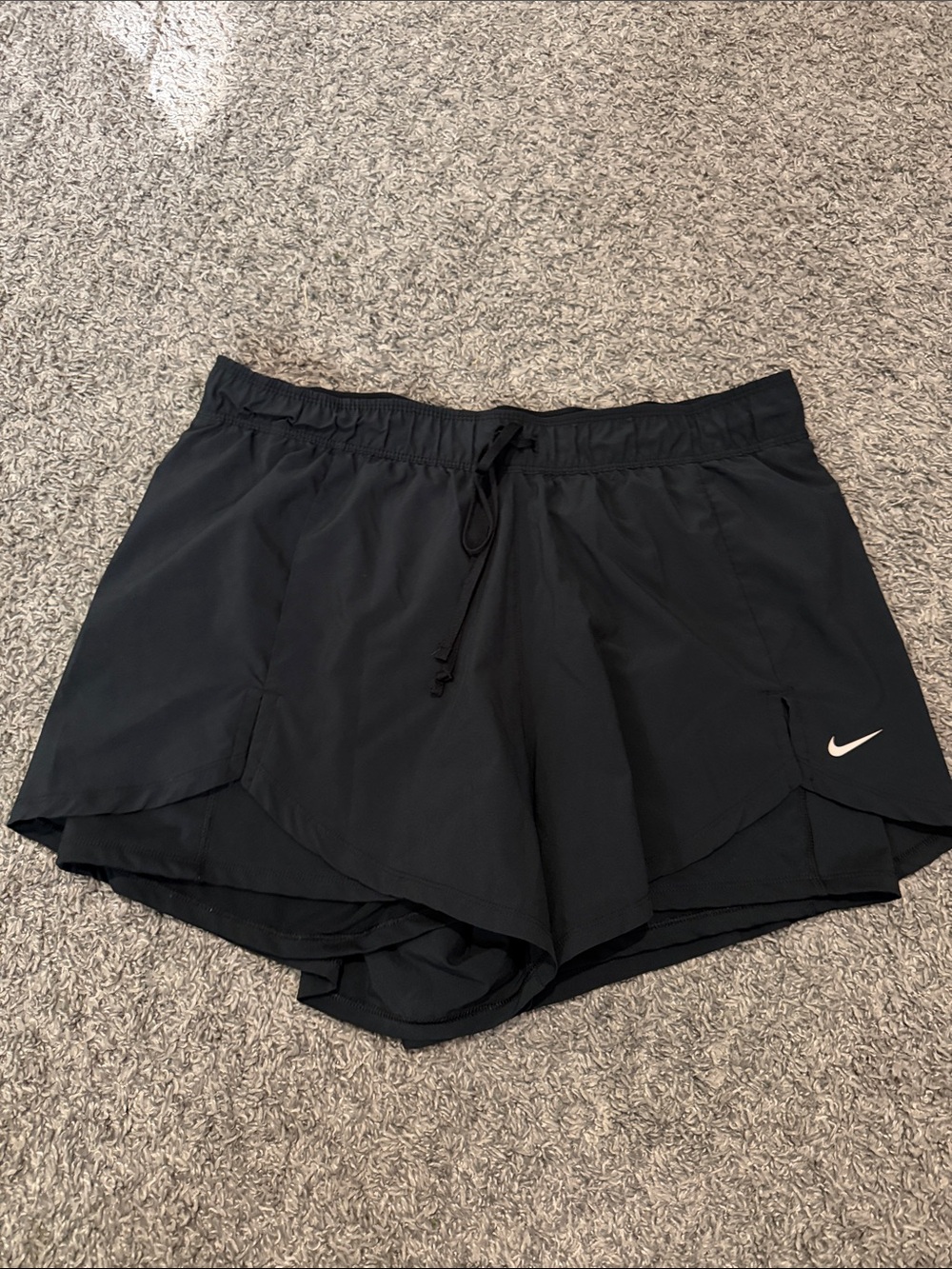 Nike Women’s Black Layered Athletic Shorts with Drawstring